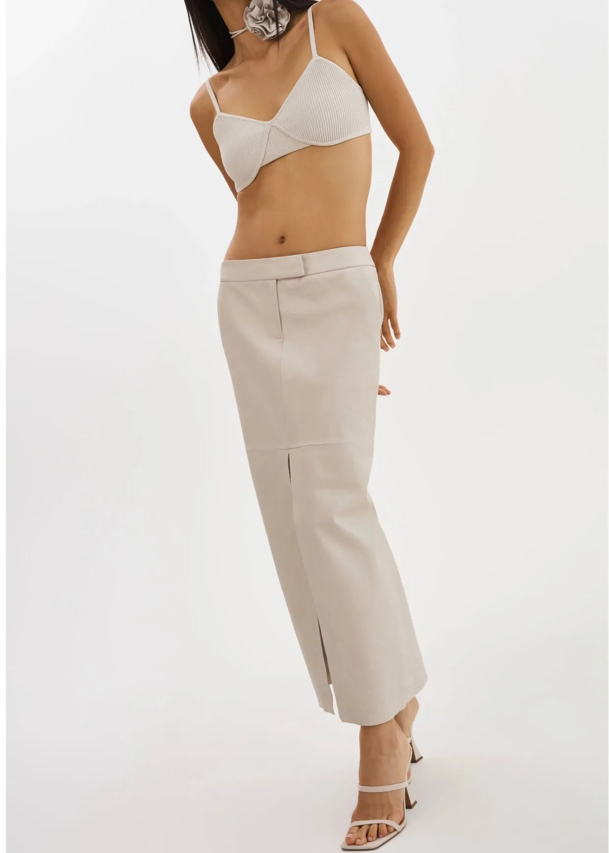 ABIA | LOW WAIST LEATHER MAXI SKIRT BY LA MARQUE SPRING 25