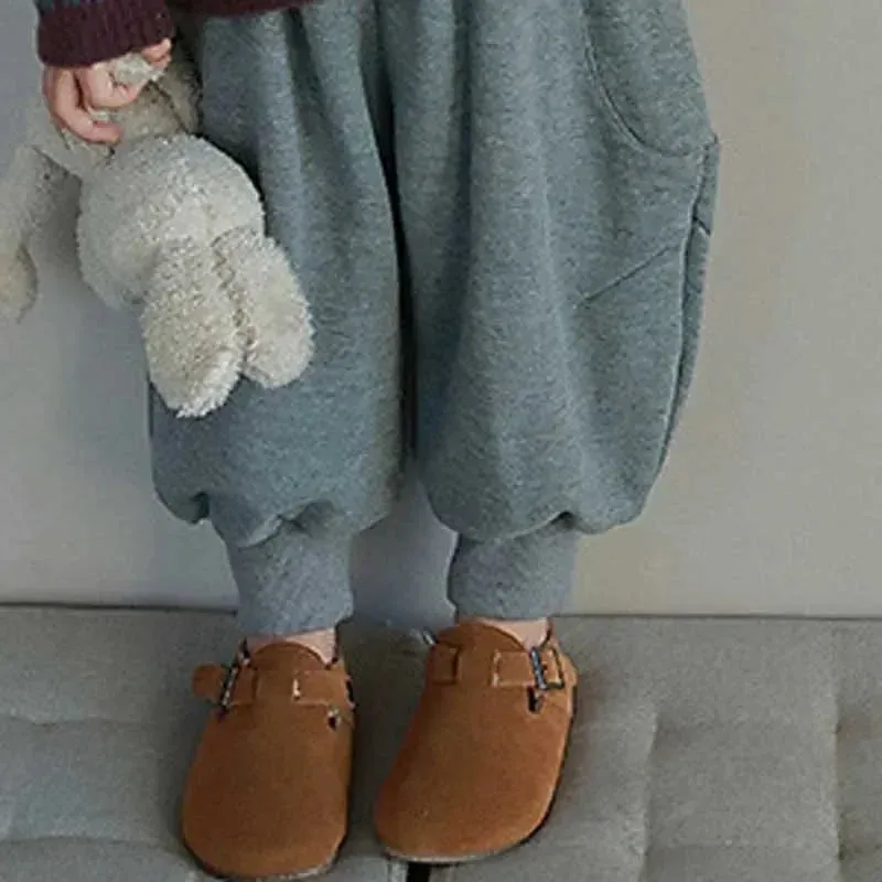 Autumn Children Casual Gray Sports Pants Winter Girl's Harem Pants Fashion Kids Outfit Baby Clothing Boys Versatile Warm Pants