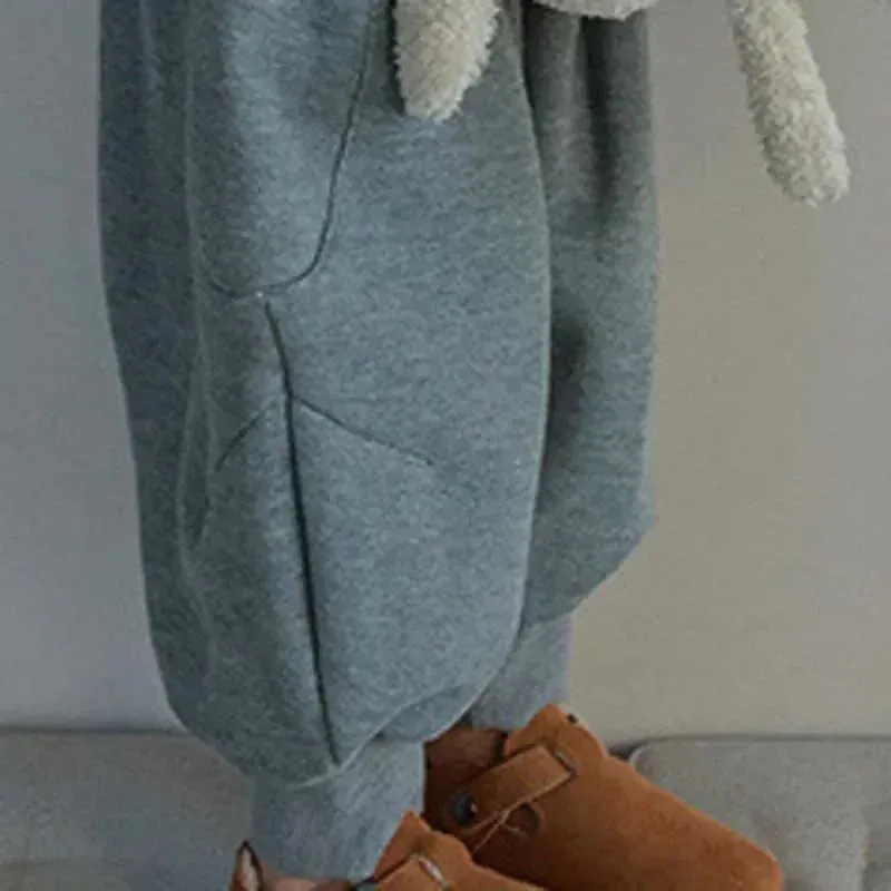 Autumn Children Casual Gray Sports Pants Winter Girl's Harem Pants Fashion Kids Outfit Baby Clothing Boys Versatile Warm Pants