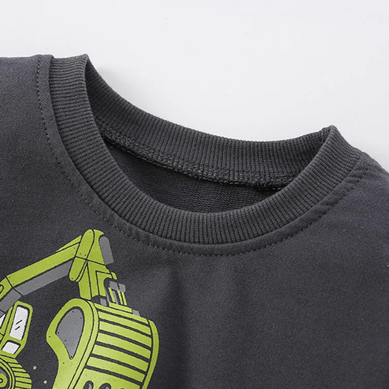 Baby Boy Excavator Print Pattern Comfy Cotton Hoodies