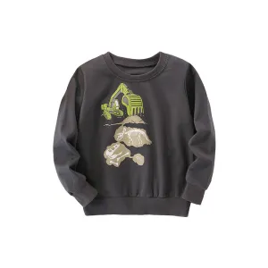 Baby Boy Excavator Print Pattern Comfy Cotton Hoodies