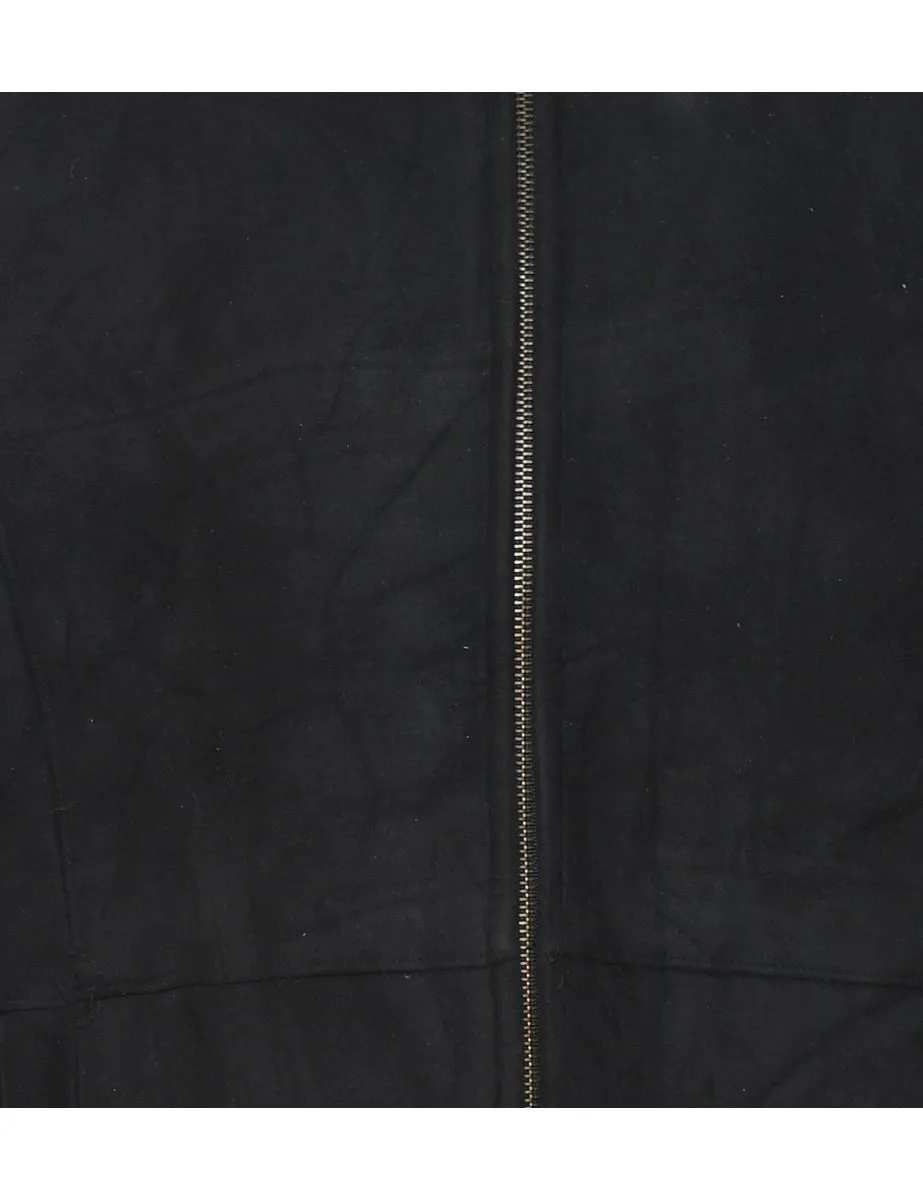 Classic Suede Zip-Front Black Jacket - L
