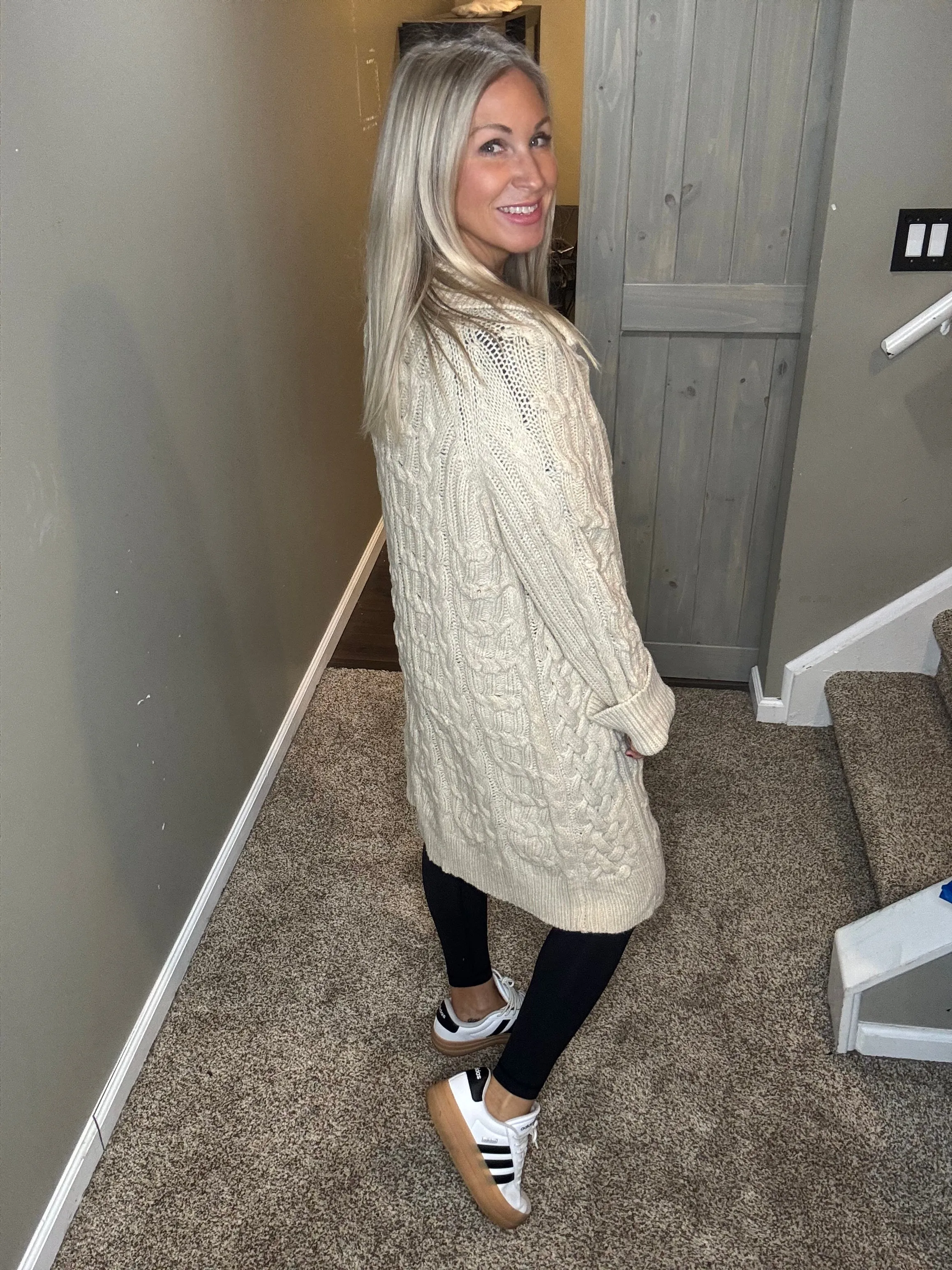 Cream Cable Knit Cardigan