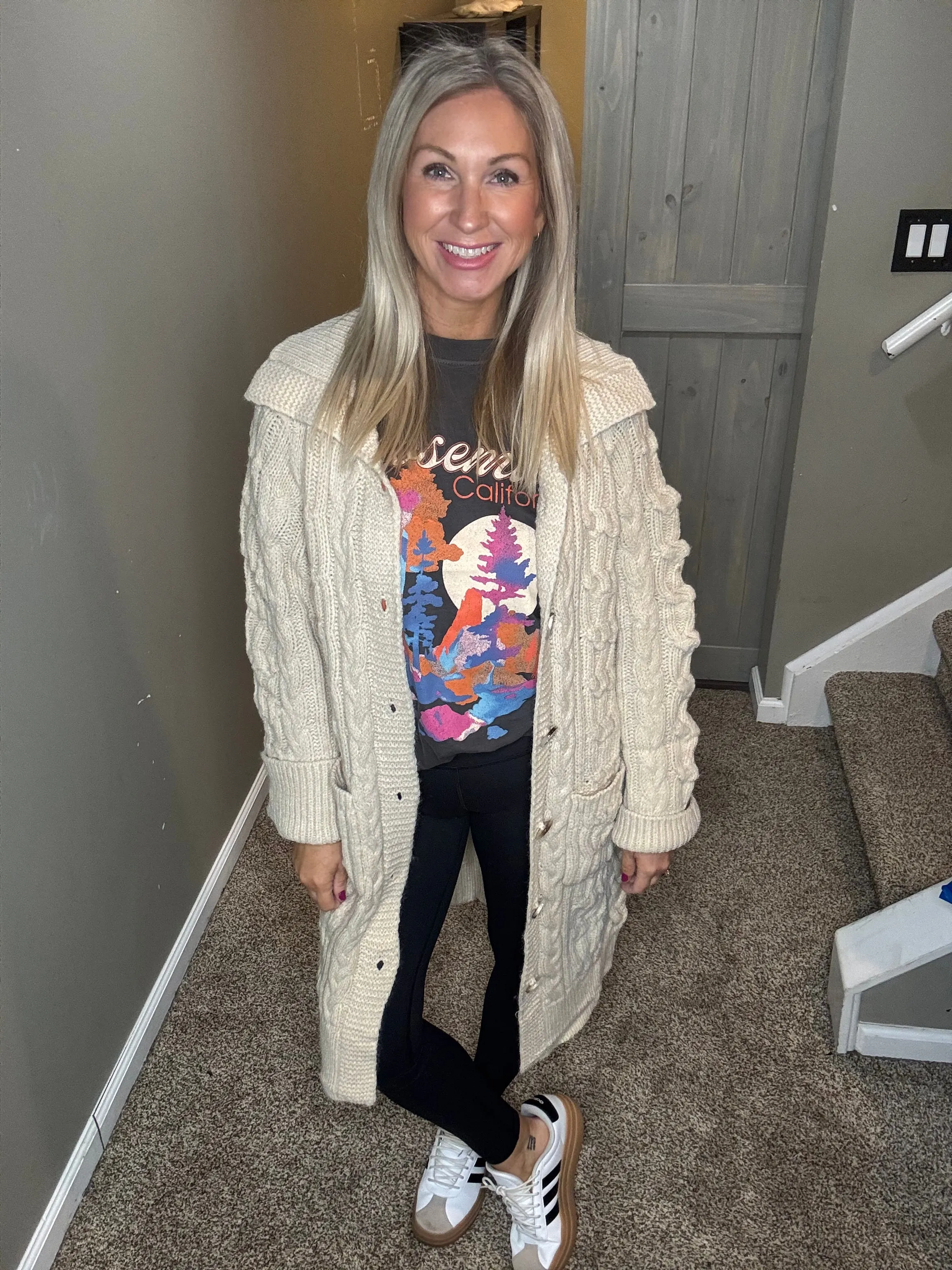 Cream Cable Knit Cardigan