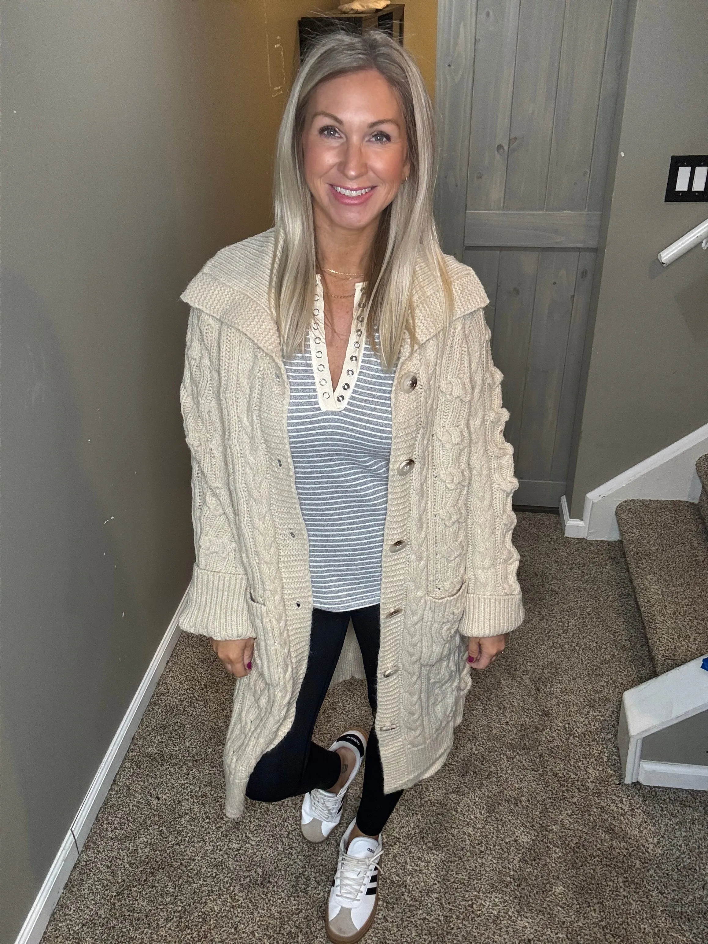 Cream Cable Knit Cardigan