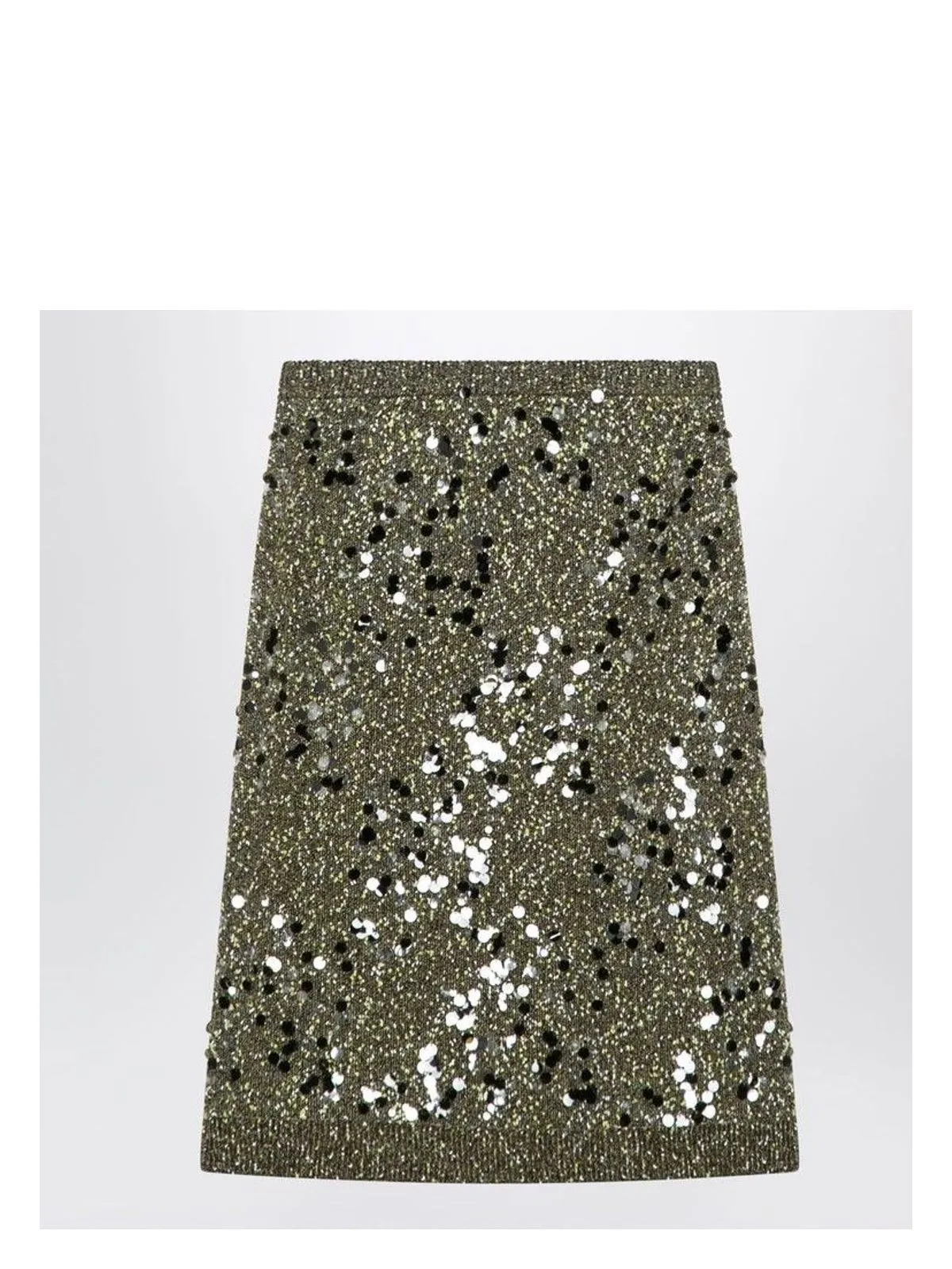 DARK GREEN VISCOSE AND TWEED BLEND SKIRT