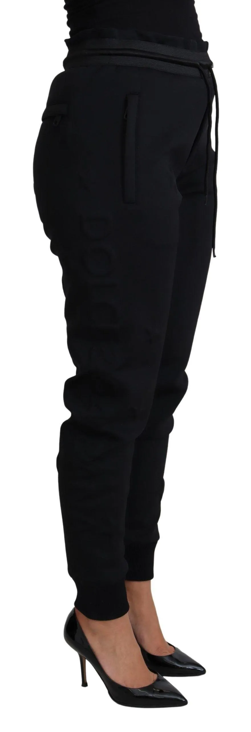 Dolce & Gabbana Black Logo Embossed Neoprene Joggers