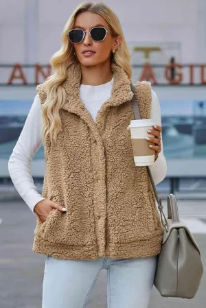 Extra Warm Sleeveless Snap Down Sherpa Vest