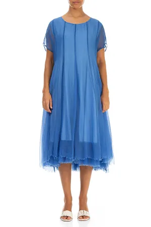 Flowy Cornflower Silk Chiffon Dress
