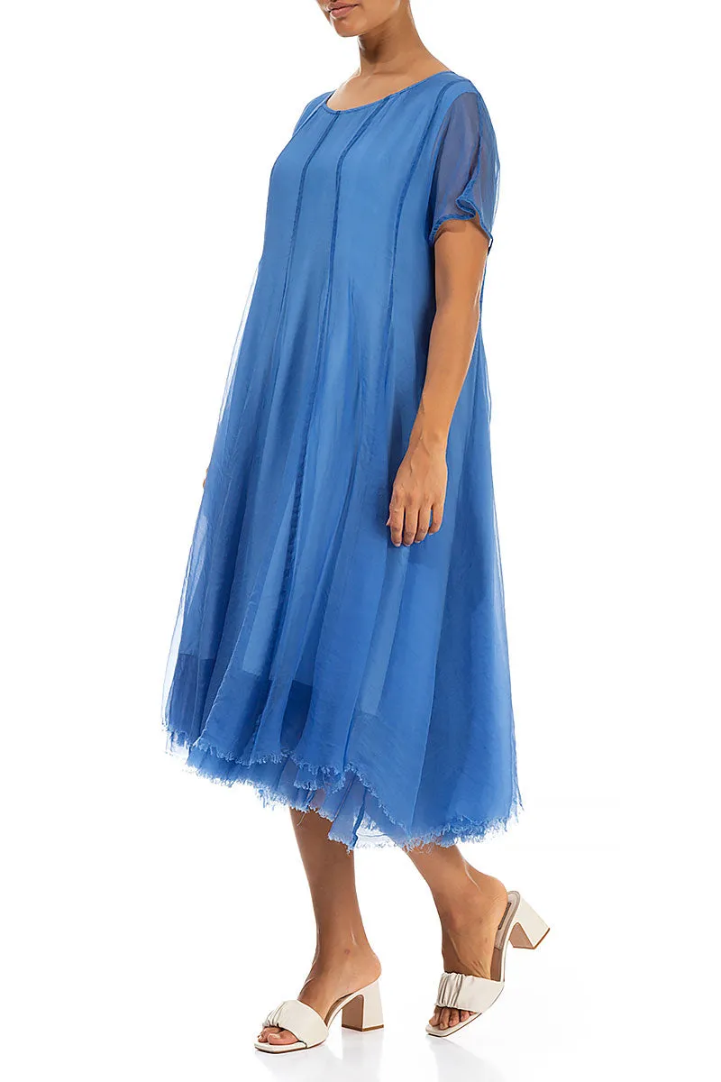 Flowy Cornflower Silk Chiffon Dress