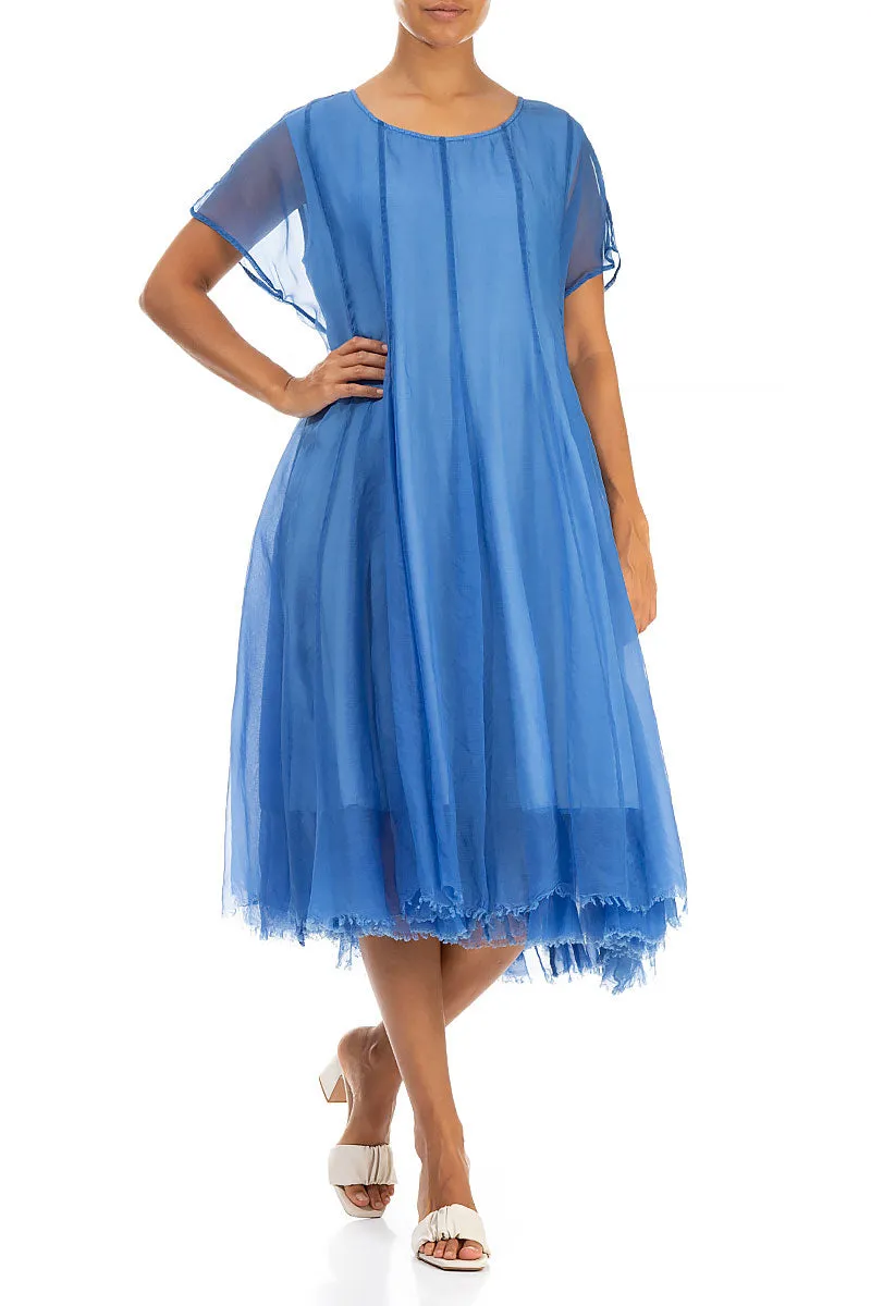 Flowy Cornflower Silk Chiffon Dress