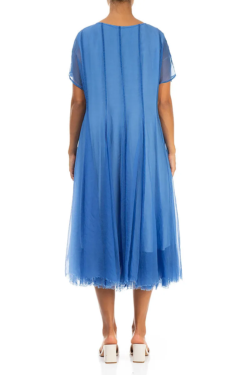 Flowy Cornflower Silk Chiffon Dress