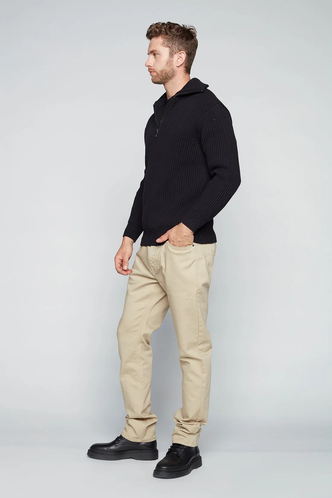 FRANKIE (3035 Series) - 5 Pocket Straight Fit French Terry Pants - Tan