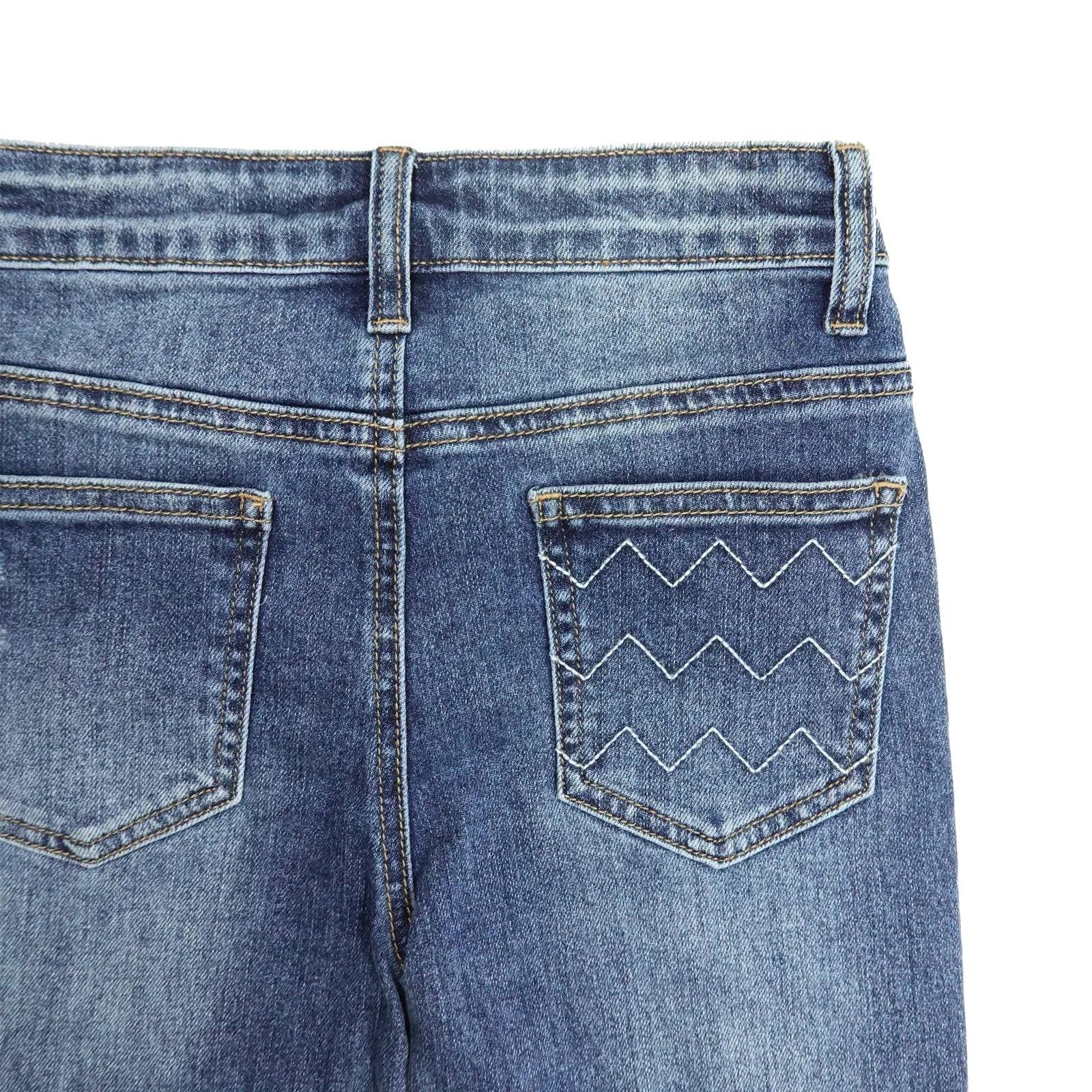 Girl Little Kid Ripped Elastic Band Inside Straight Slim Fit Denim Jeans Pants