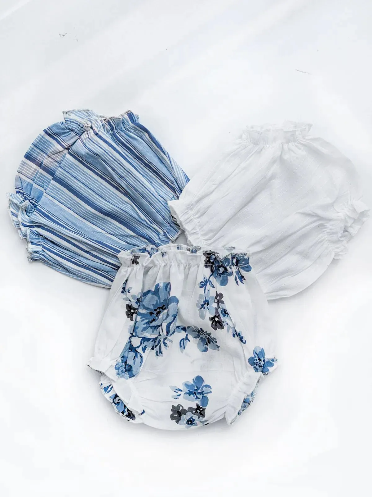 Halemons Baby Girl Pure Cotton Super Soft Butter Bloomers Pack of 3- Sky