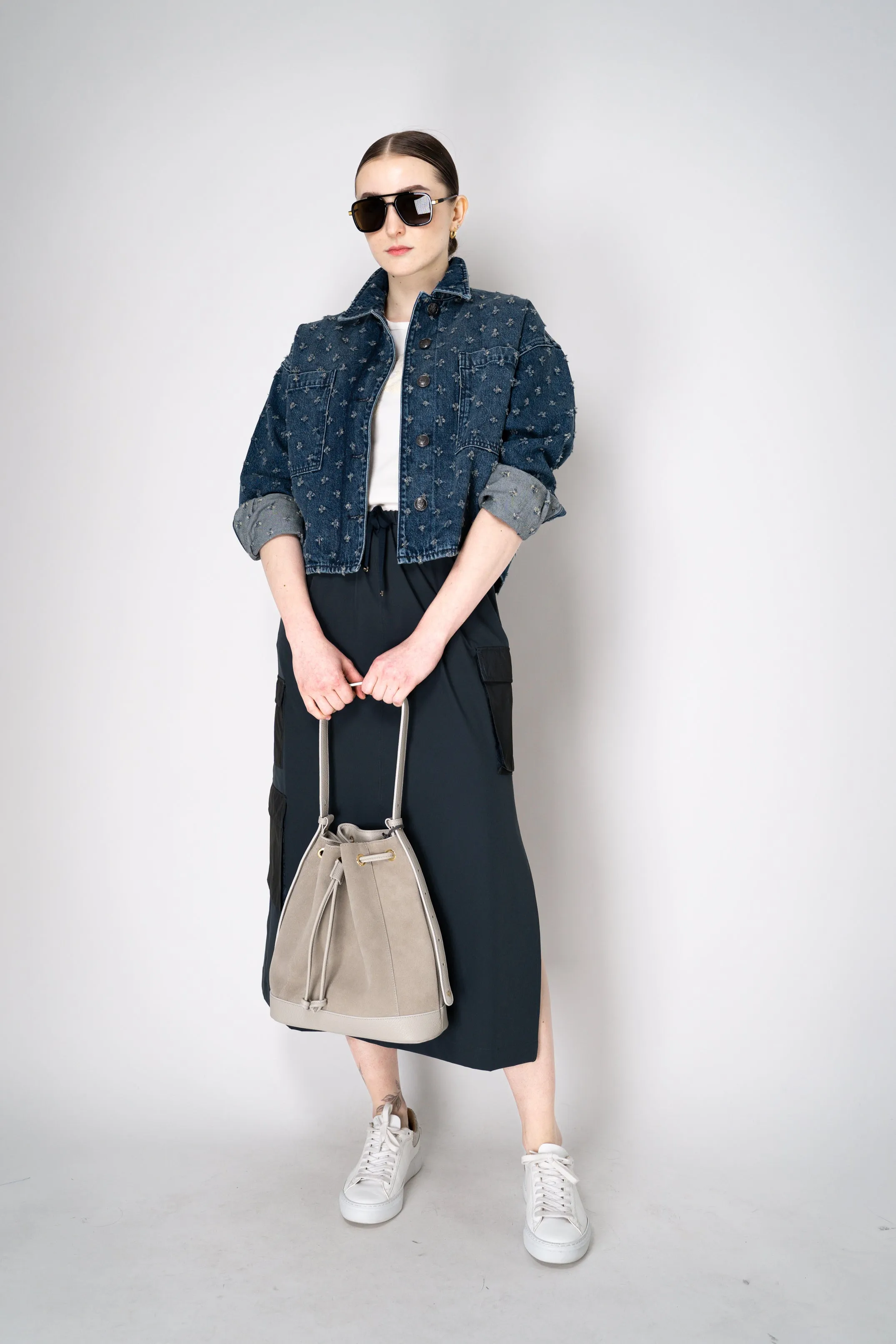 Herno Cargo Structured Nylon HD Midi Skirt in Navy