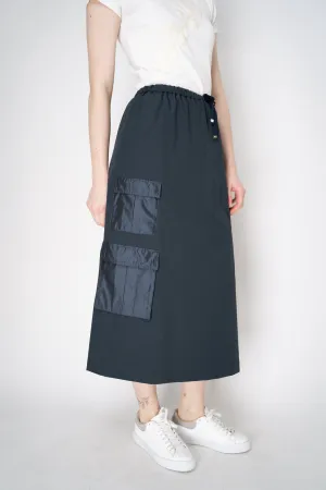 Herno Cargo Structured Nylon HD Midi Skirt in Navy