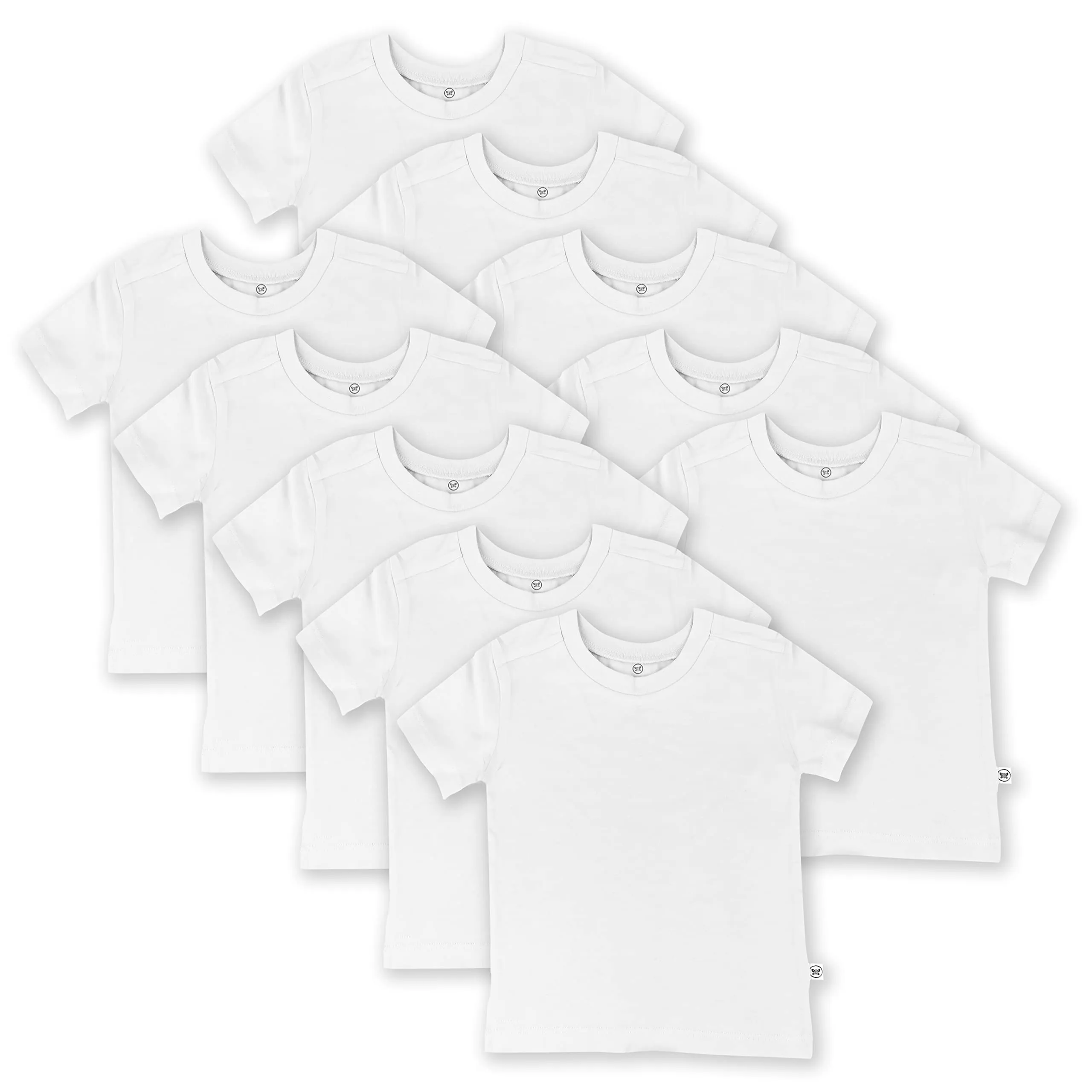 HonestBaby Organic Cotton Short Sleeve T-Shirt Multi-Packs, 10-Pack Bright White, 0-3 Months