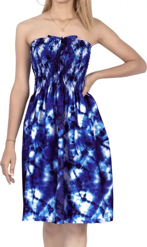 LA LEELA Tie Die Tube Dress For Women Chic And Casual Dress For Female Swimwear Swimsuit Coverup
