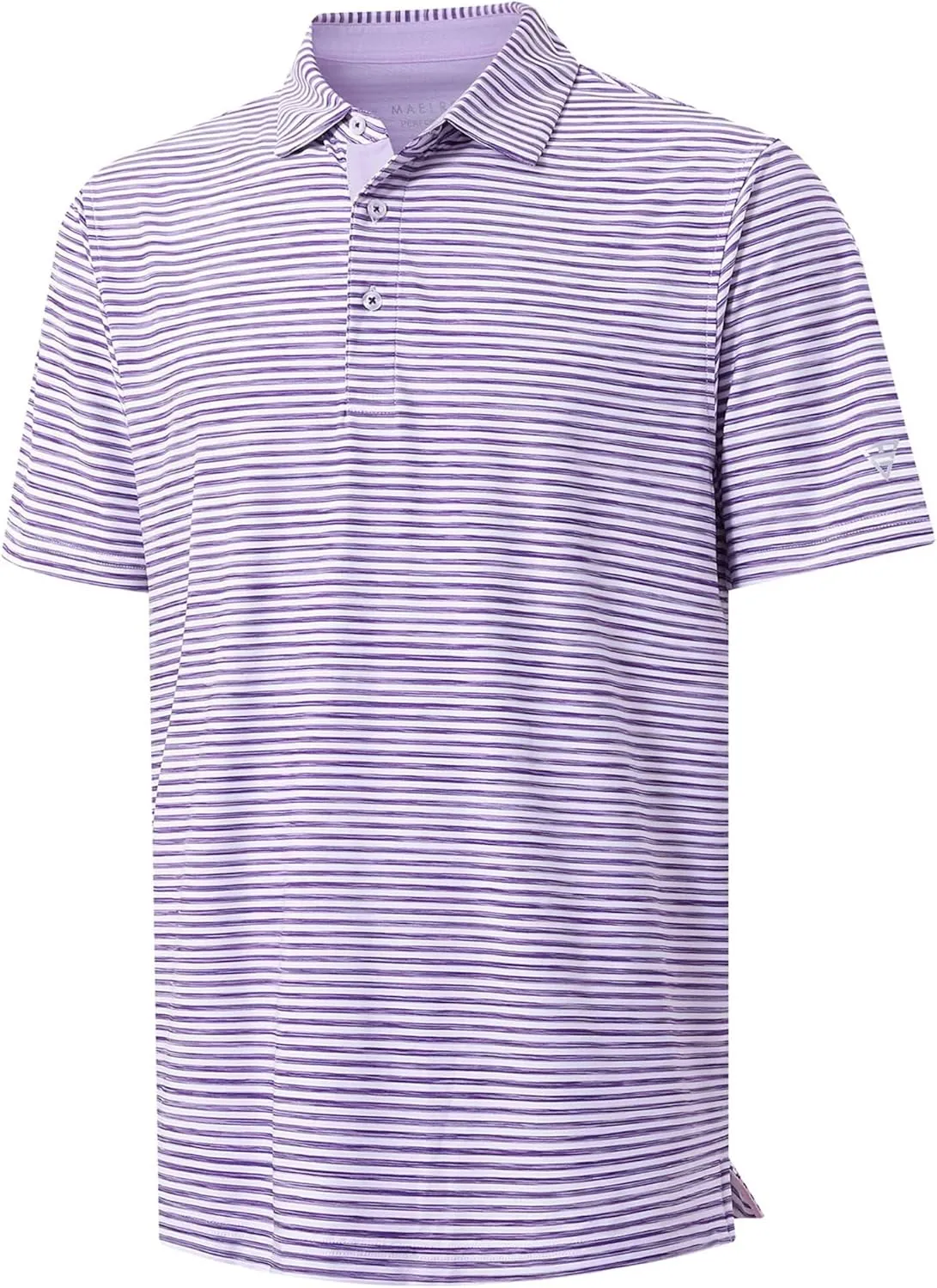 M MAELREG Golf Polo Shirts for Men Short Sleeve Dry Fit Striped Performance Moisture Wicking Collared Casual Mens Golf Shirt