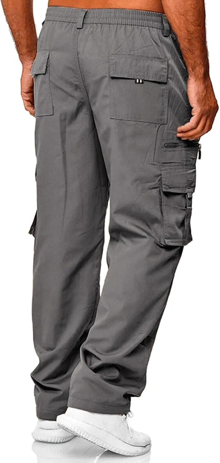 Mens Casual Jogger Pants Relaxed Fit Cargo Pants Drawstring Sweatpants Hiking Outdoor Workout Sport Pants Trousers