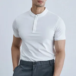 Mens Collared Tee  Slim Fit  Lightweight Cotton  Short Sleeve Casual Shirt