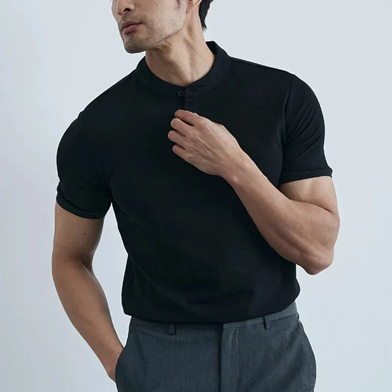 Mens Collared Tee  Slim Fit  Lightweight Cotton  Short Sleeve Casual Shirt