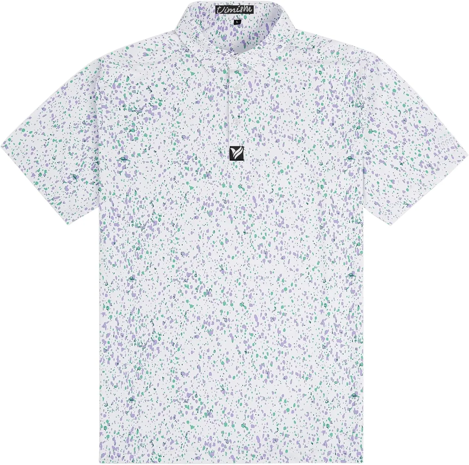 Mens Golf Shirt Short Sleeve Dry Fit Print Moisture Wicking Performance Patterns Collared Polo Shirt