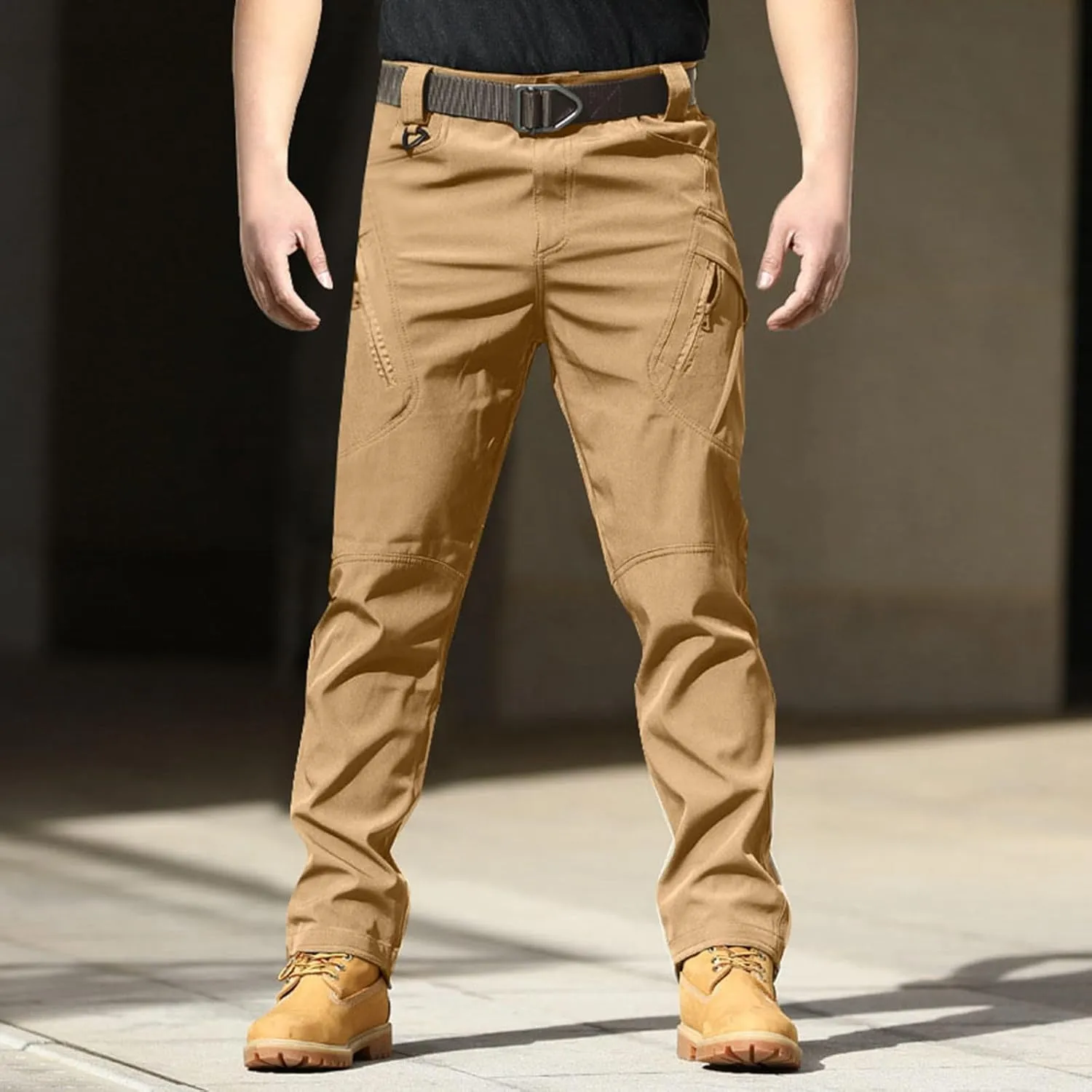 Mens Lightweight Cargo Tactical Pants Straight Leg Athletic Joggers Relaxed Fit Overalls Hiking Work Trousers