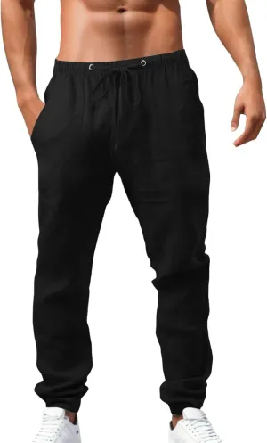Mens Pants 2025 Casual Cotton Loose Fit Lightweight Trendy Beach Pant Big and Tall Outdoor Fashion Relax Fit Outfits