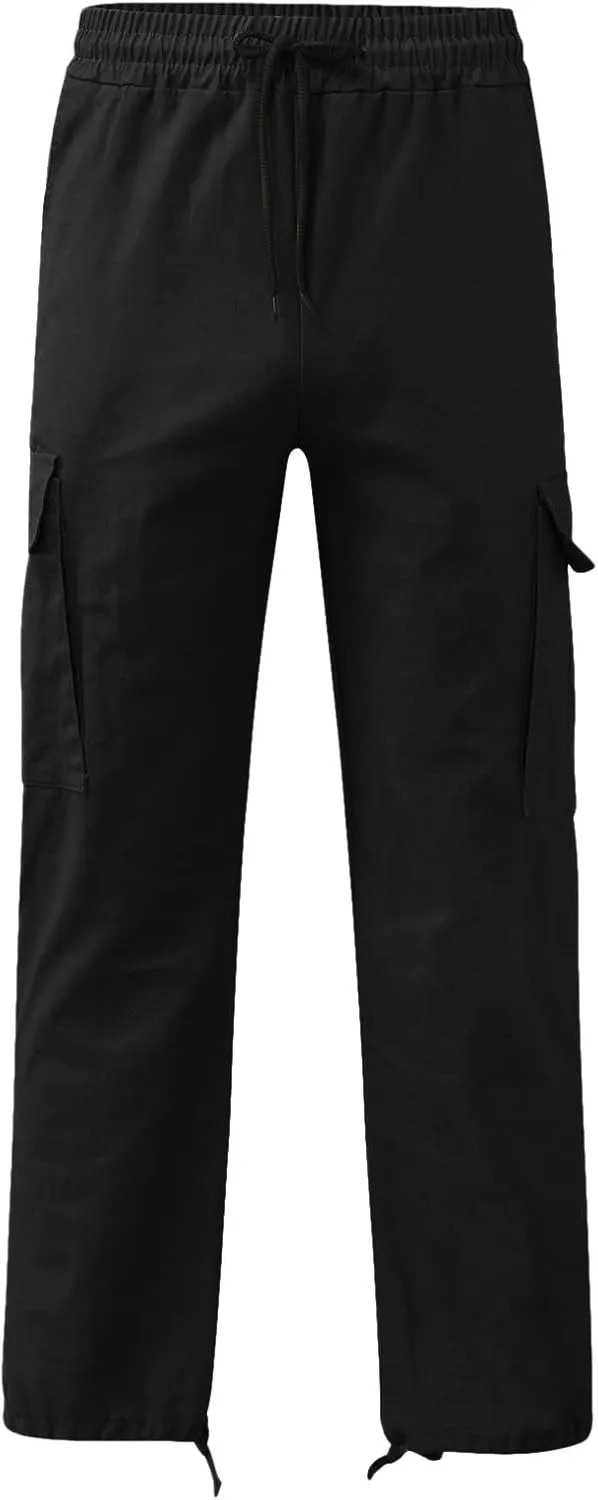 Mens Pants Casual Relaxed Fit Joggers Hiking Drawstring Chino Cargo Pants Straight Leg Pants Winter Workout Sweatpants