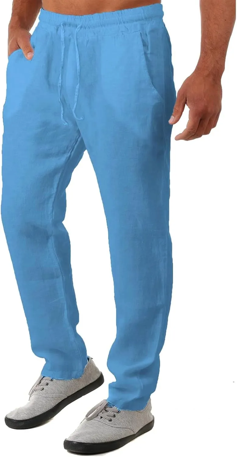 Men's Pants Relaxed Fit Pleated Mens Autumn and Winter Casual Sweatpants Slim Fit Drawstring Joggers with Pockets Outdoor Hiking Sports Trousers Chino Pant Skinny