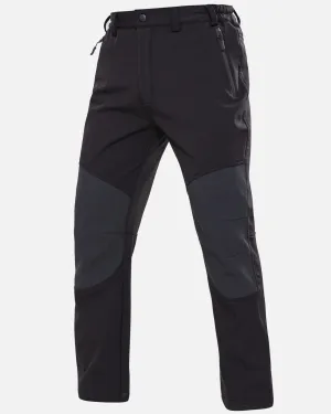 Men's Soft Shell  Heated Pants with 12V Battery Pack Fleece Lined - Black
