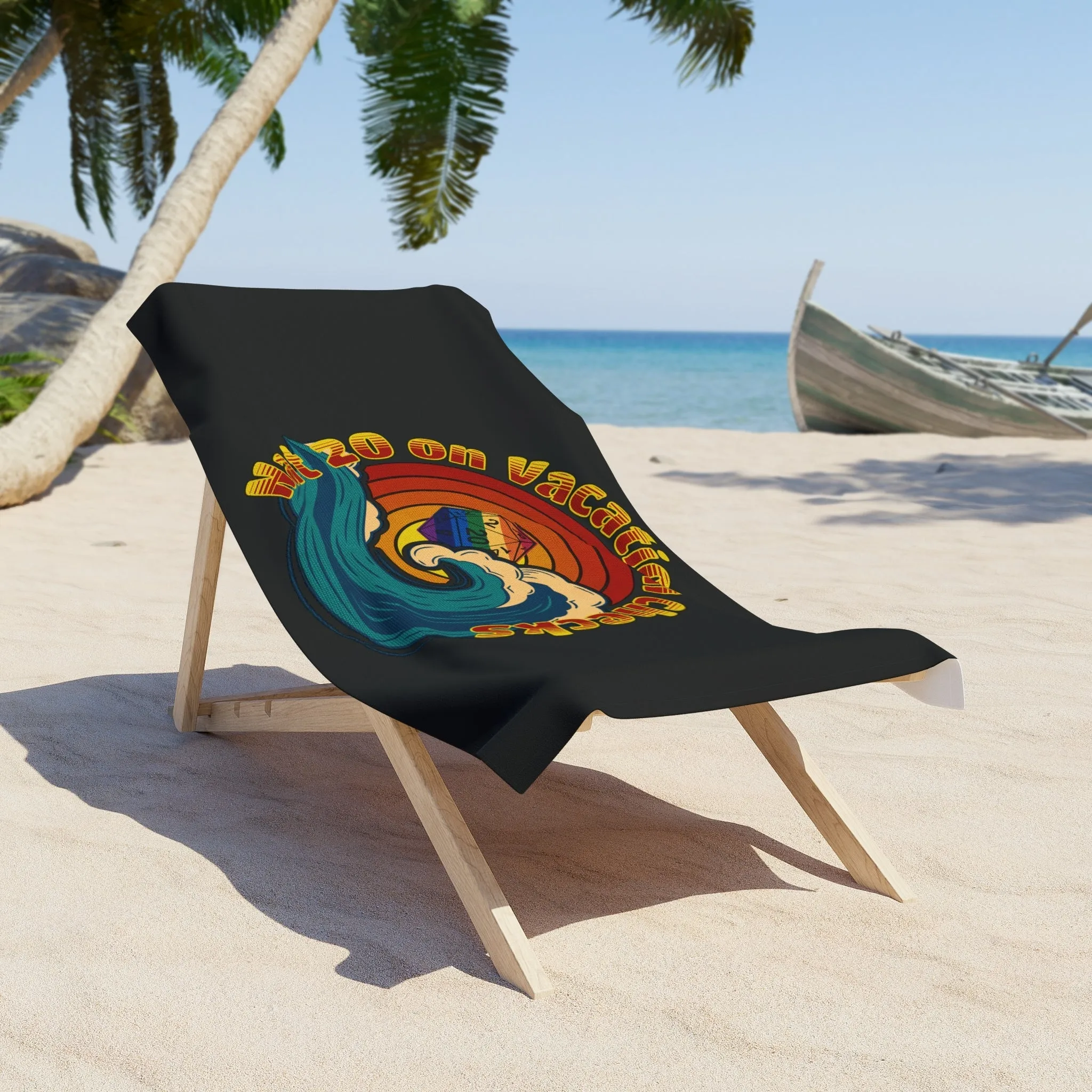 Nat 20 on Vacation Checks Beach Towel - Perfect Dungeons & Dragons Gift for Tabletop Gamers and Beach Lovers