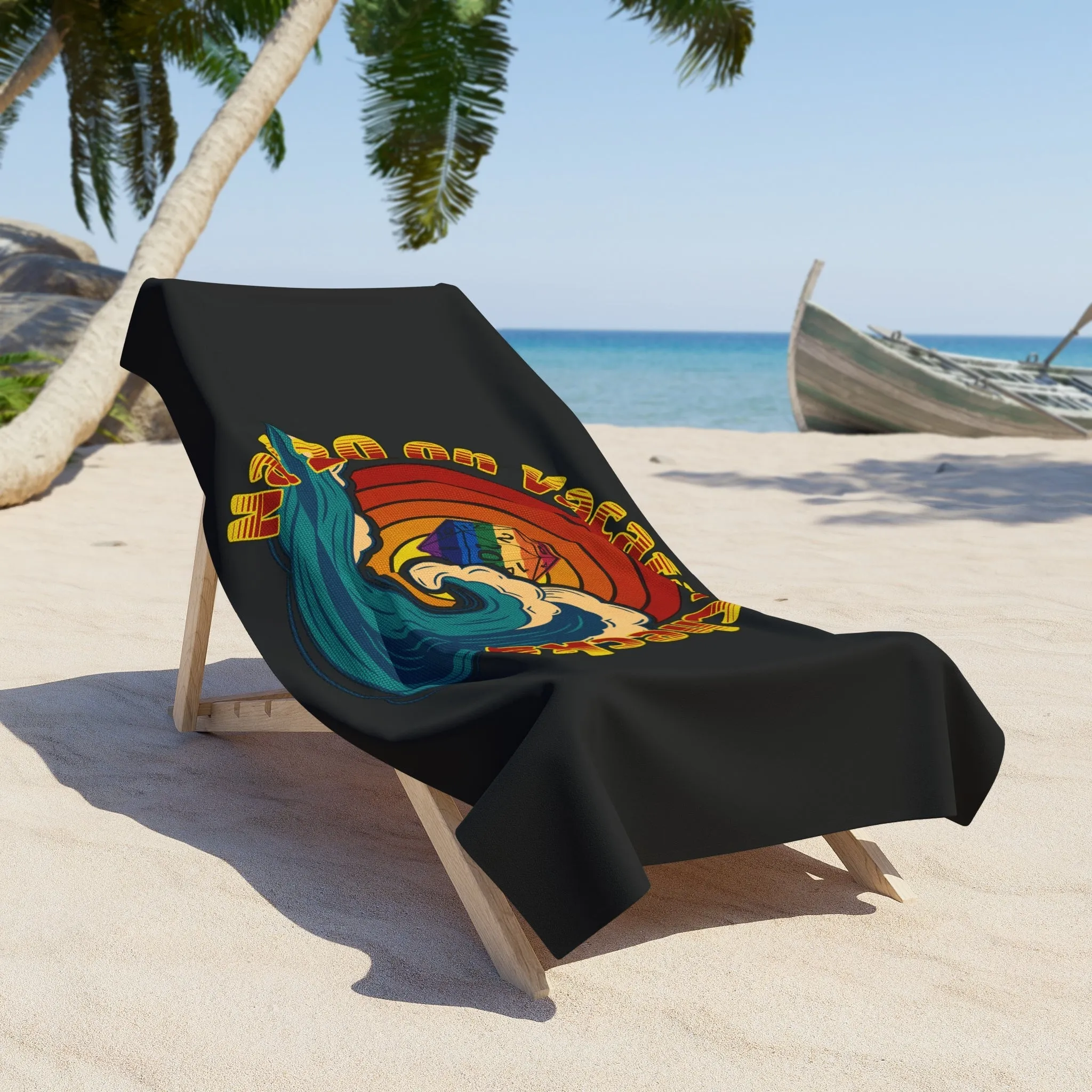 Nat 20 on Vacation Checks Beach Towel - Perfect Dungeons & Dragons Gift for Tabletop Gamers and Beach Lovers