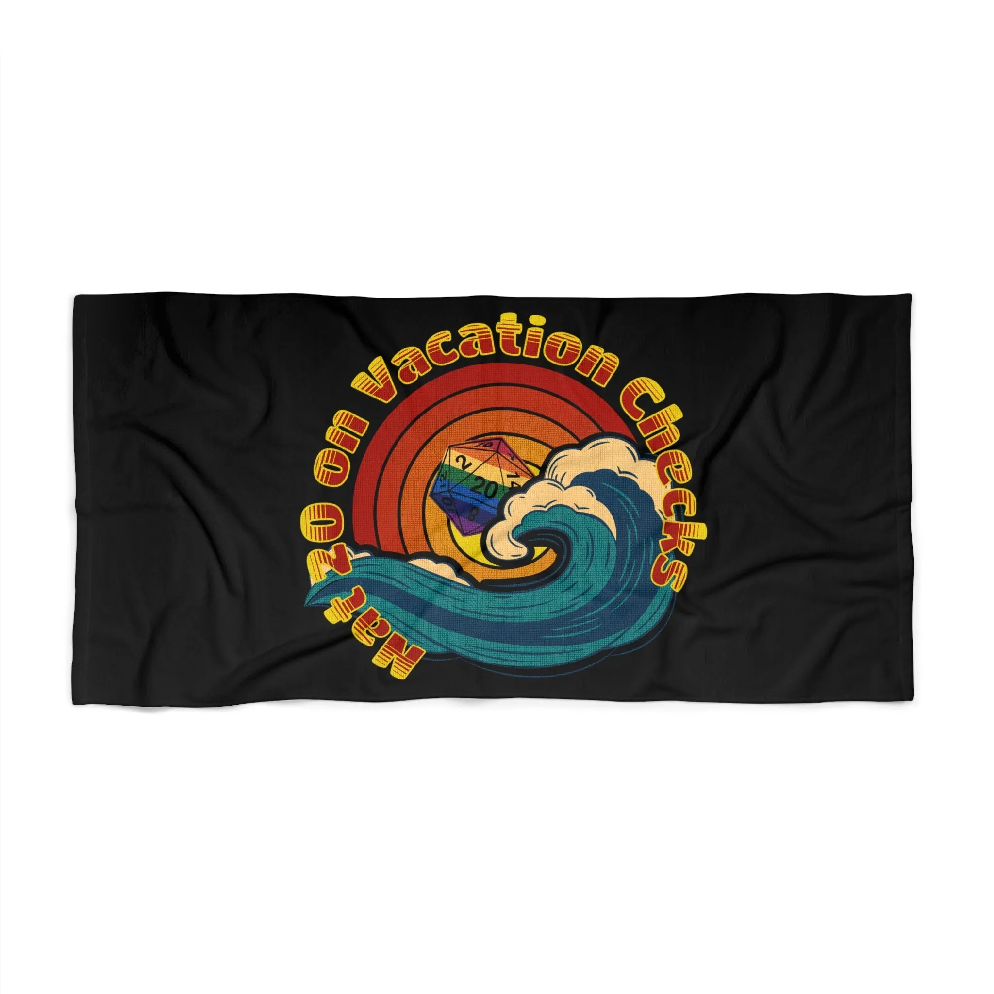 Nat 20 on Vacation Checks Beach Towel - Perfect Dungeons & Dragons Gift for Tabletop Gamers and Beach Lovers