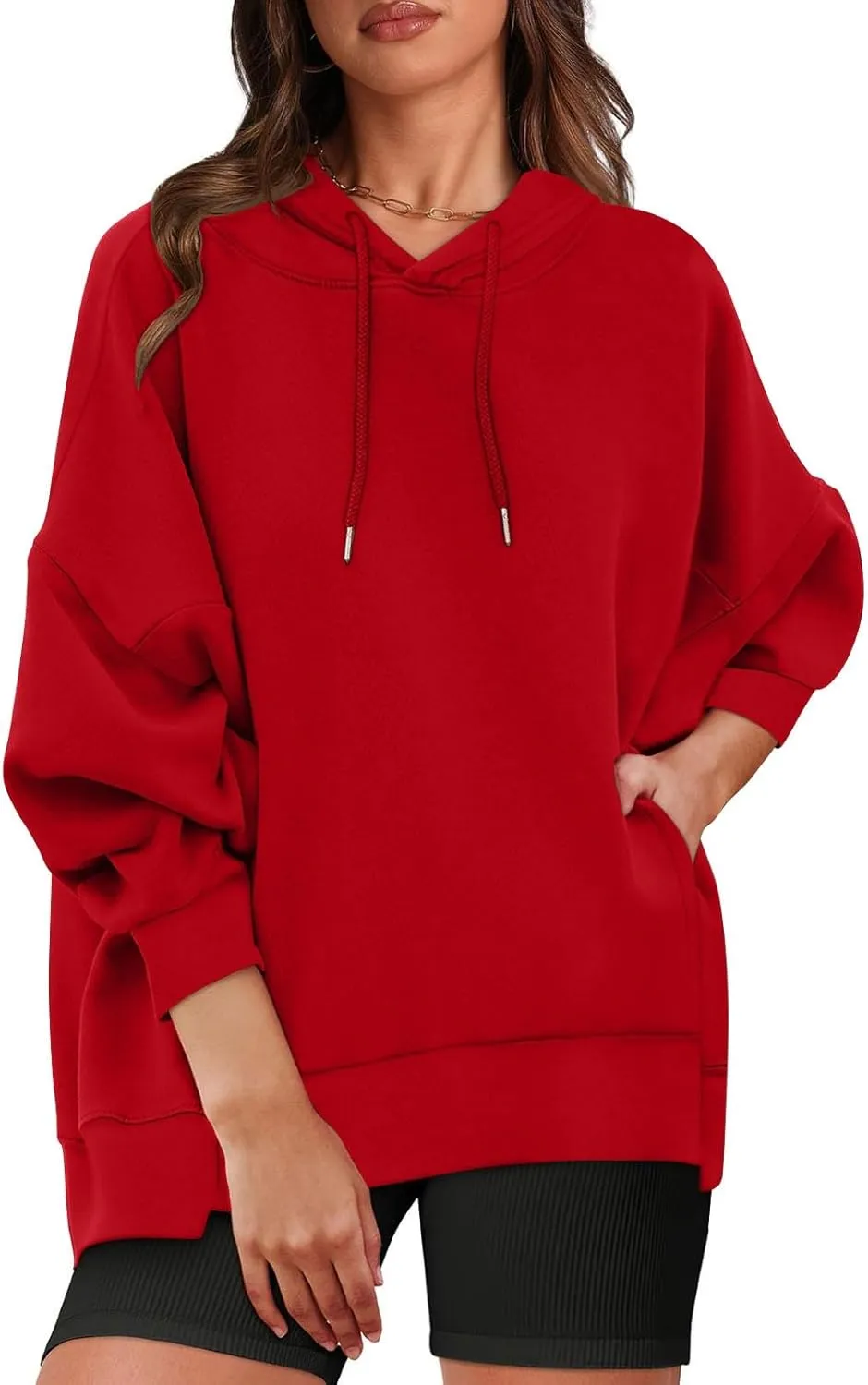 Oversized Sweatshirt for Women Plus Size Solid Color Drop Shoulder Pullover Hoodies with Pockets Fall Fashion Outfits