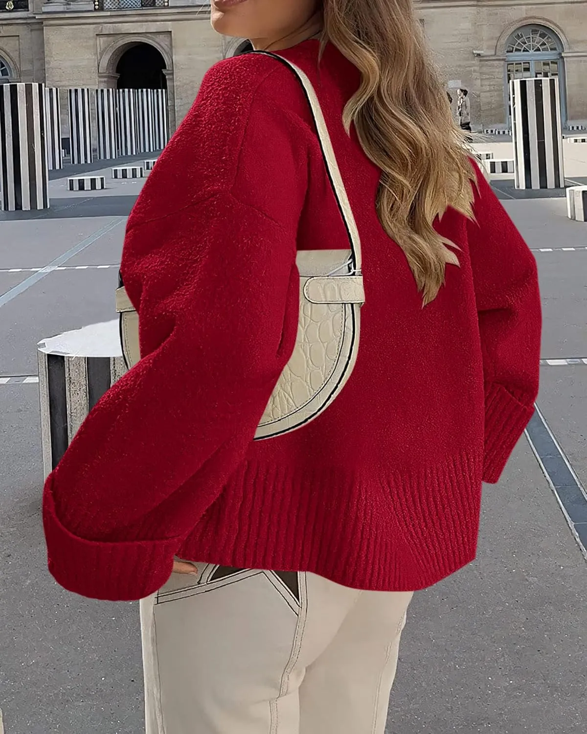 PRETTYGARDEN Women's Fall Oversized Sweaters Casual Crewneck Pullover Long Sleeve Fuzzy Chunky Knit Tops Blouse