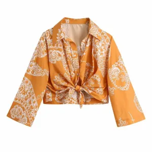 PRINTED TOP WITH KNOT