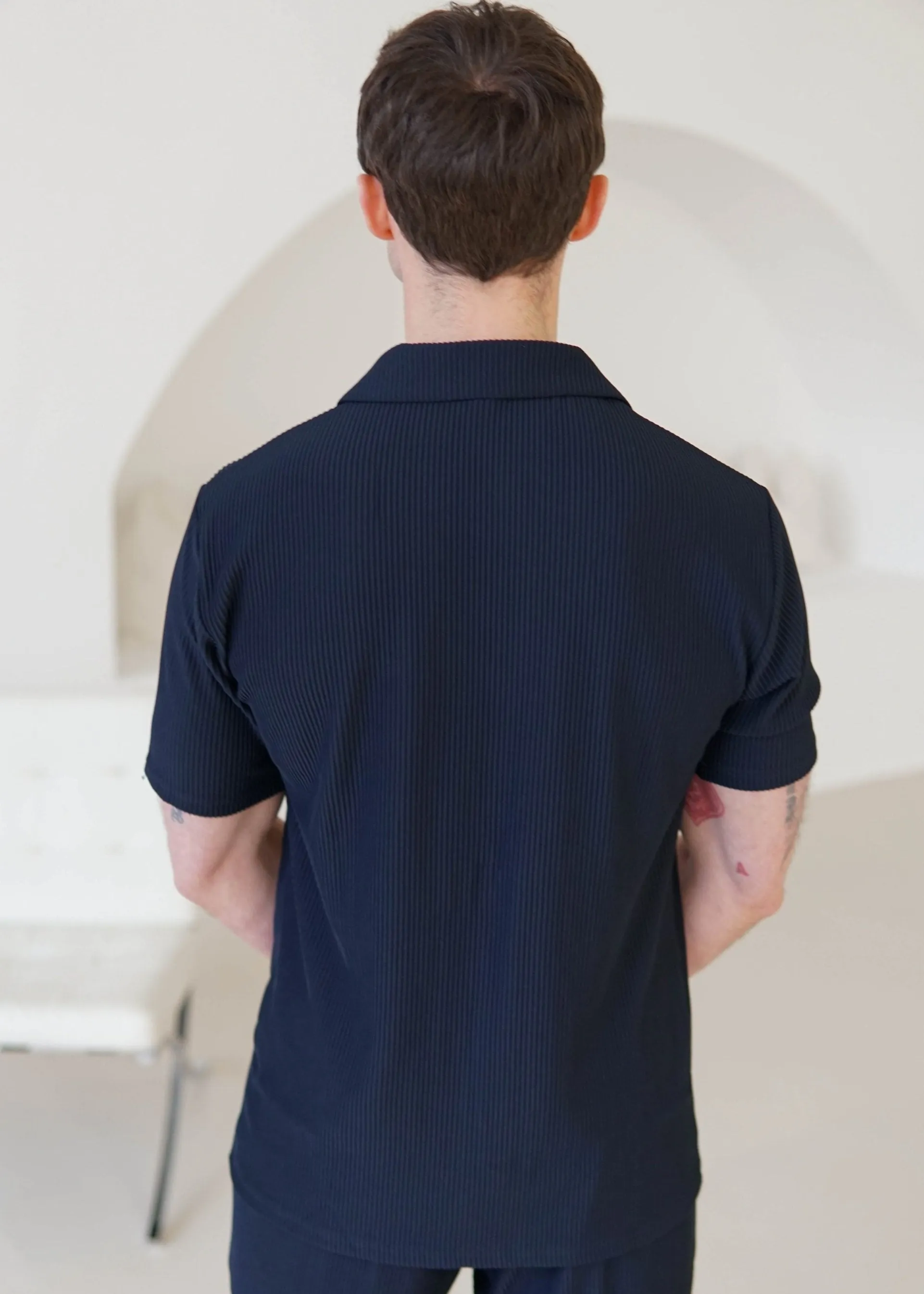 Ribbed Shirt In Navy