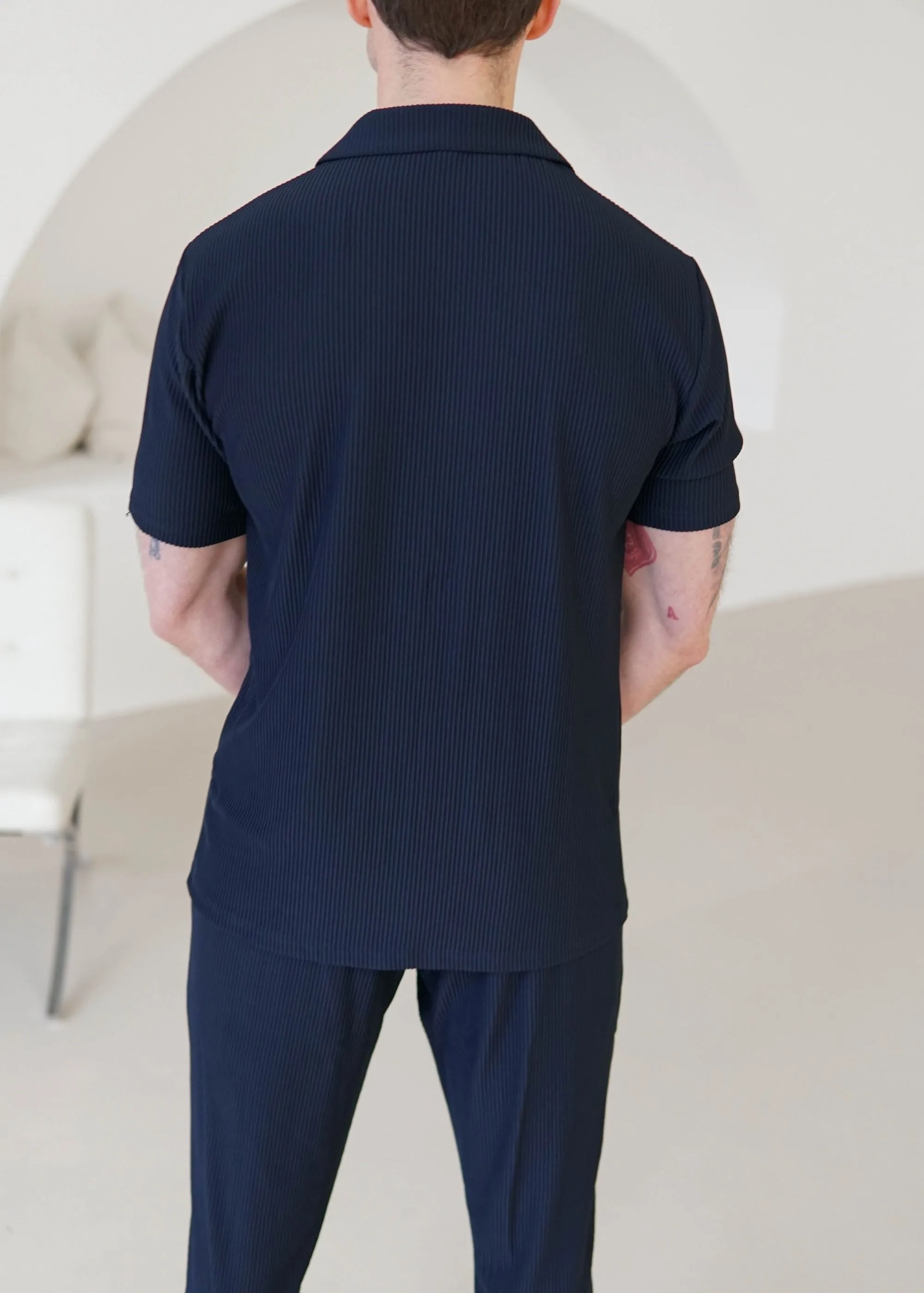 Ribbed Shirt In Navy