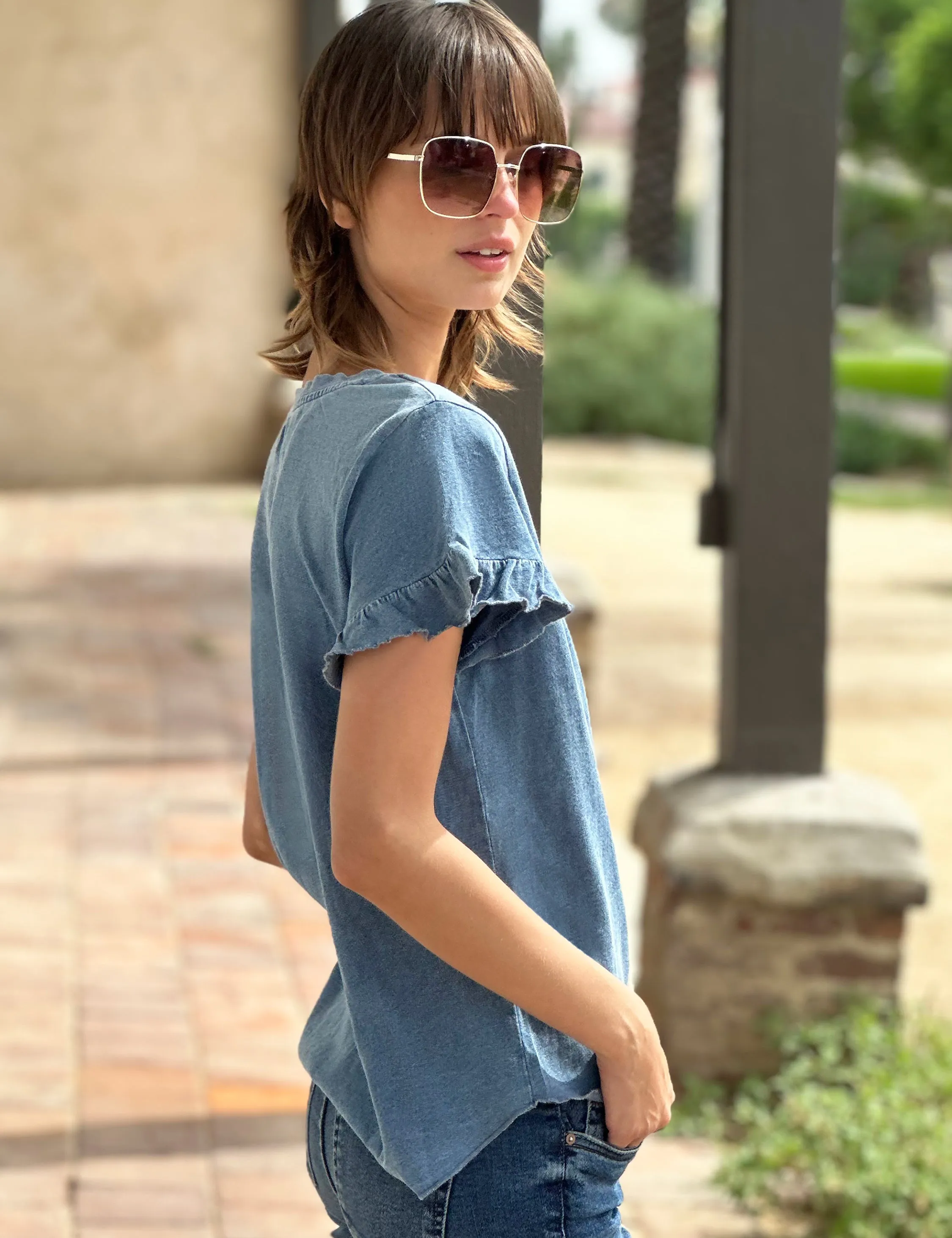 Ruffle V-Neck Tee