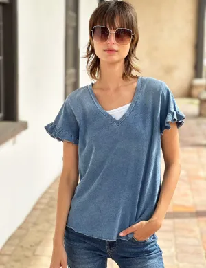 Ruffle V-Neck Tee