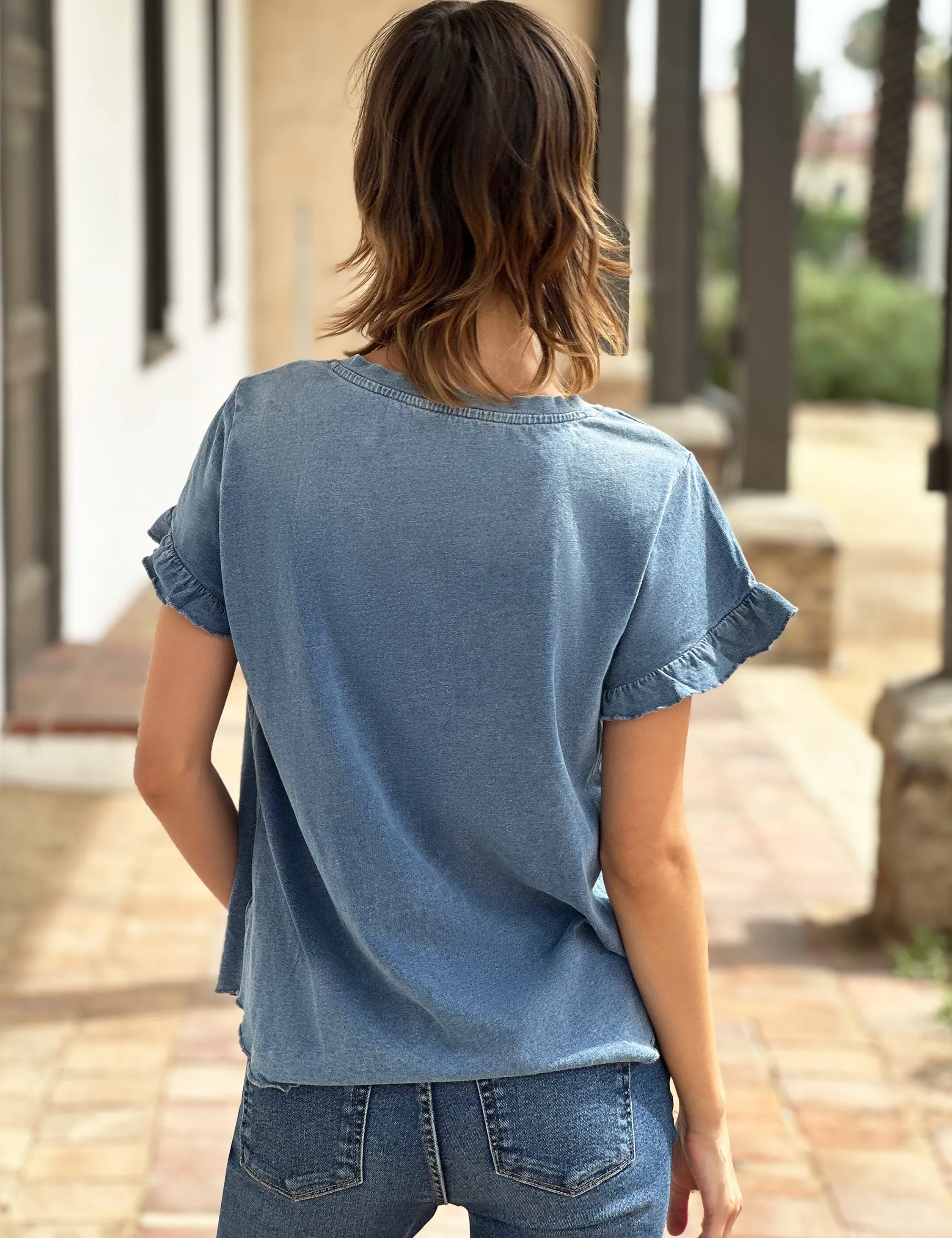 Ruffle V-Neck Tee