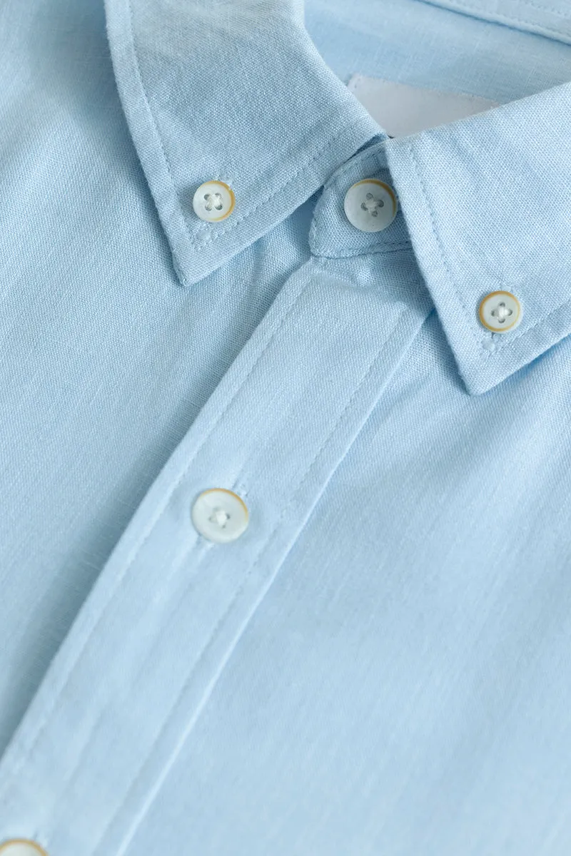 Sleek Style Plain Light Blue Linen Shirt