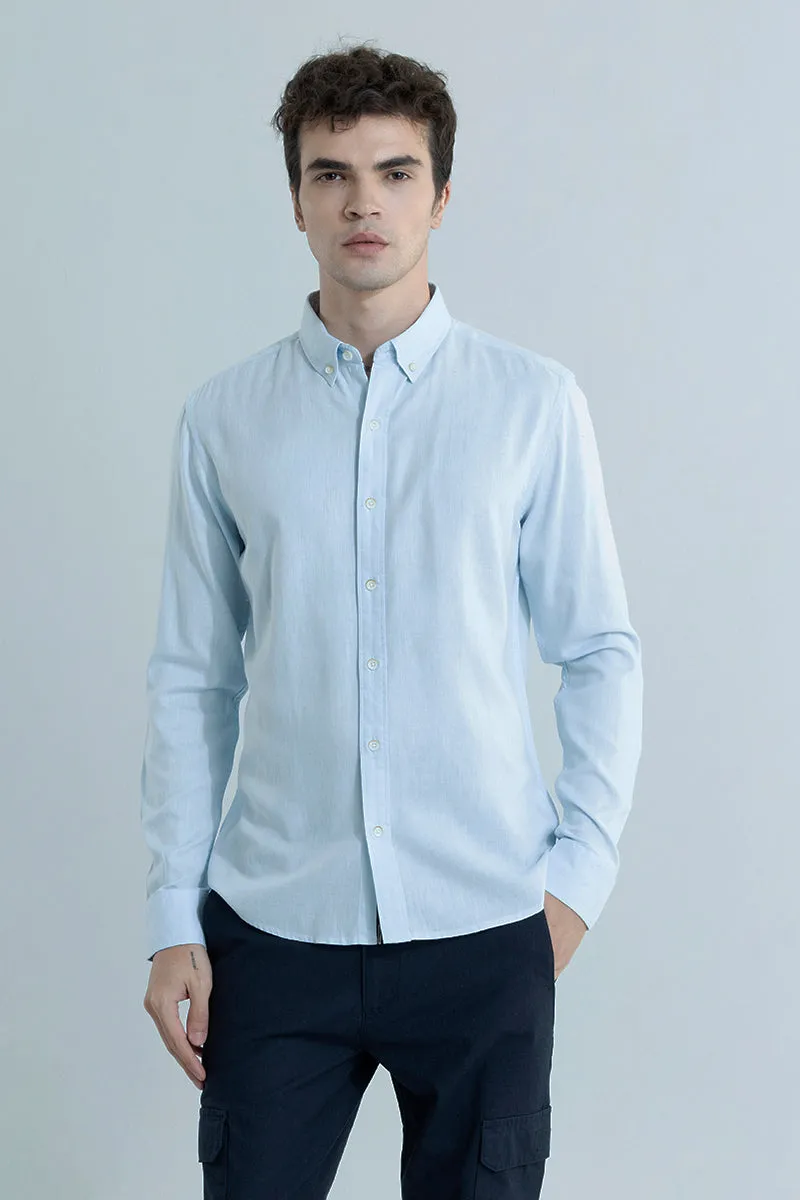 Sleek Style Plain Light Blue Linen Shirt