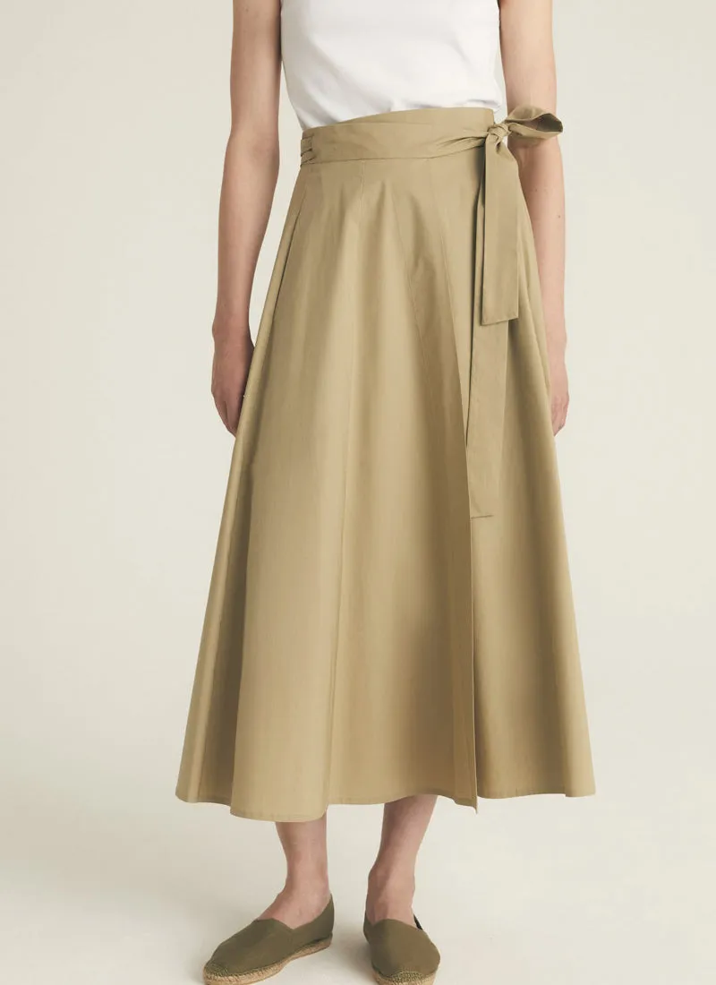 Stretch-Poplin Wrap Skirt