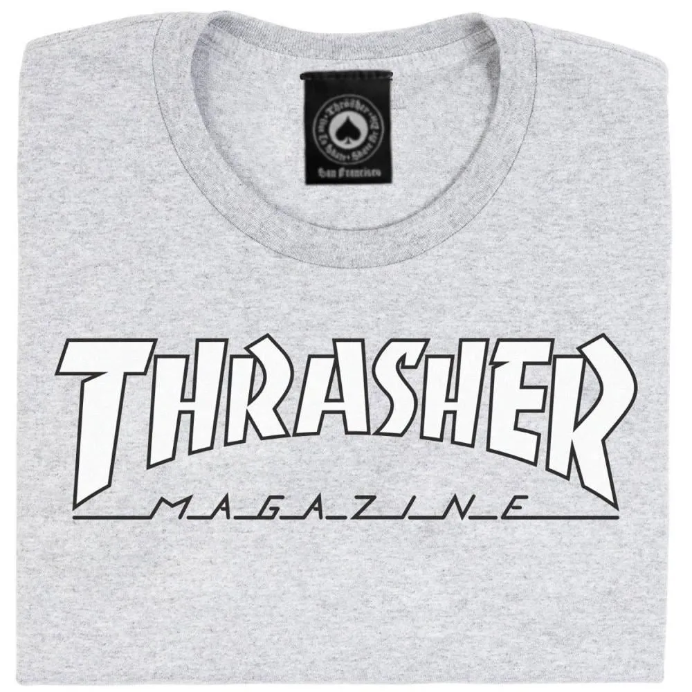 Thrasher T-Shirt Outlined - Grey / White