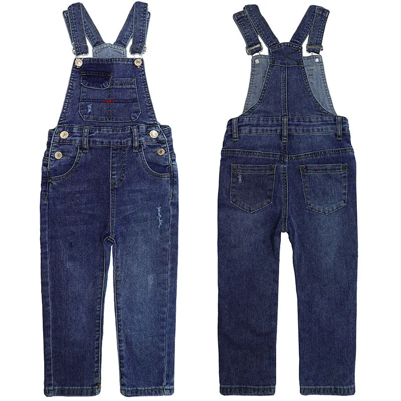 Wearproof Fit Soft Jeans Ripped Bib Pocket Fashion Denim Overalls