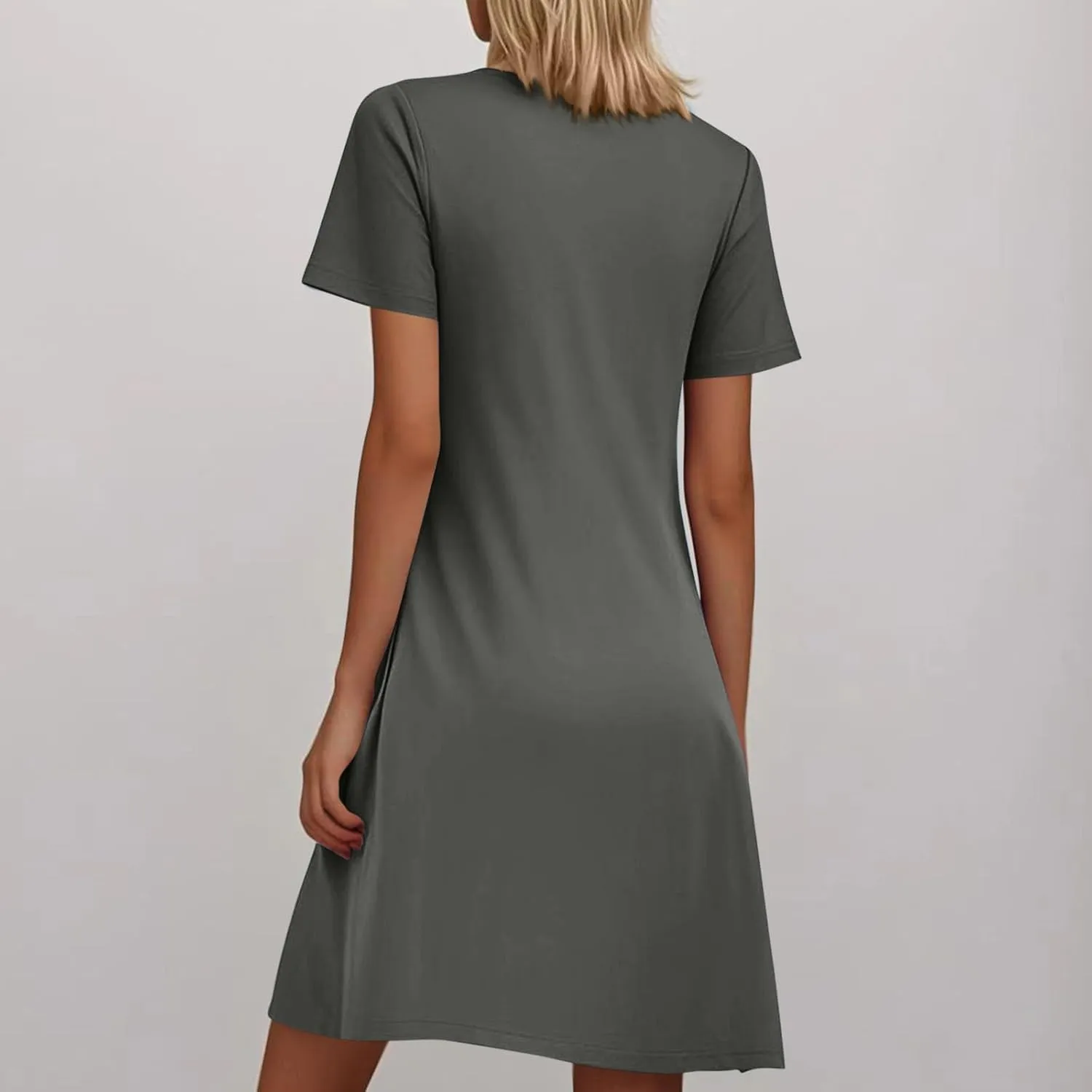 Women's Summer Mini Dresses Casual Loose Beach Vacation Dress Pleated Short Sleeve Plain Tank Sundress 2025